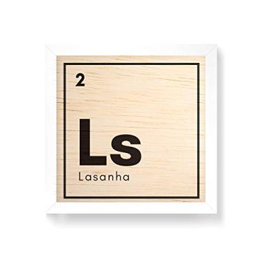 Imagem de Arte Maníacos Quadro decorativo com moldura caixa branca em Madeira - Lasanha Elemento - 30x30cm