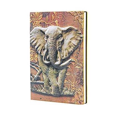Imagem de Caderno de couro para escrever diário – Caderno diário de couro antigo feito à mão, presente de elefante para homens e mulheres, diário de viagem e cadernos para escrever