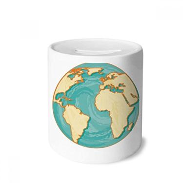 Imagem de DIYthinker Caixa de dinheiro azul oceano amarelo mundo porta-moedas porta-moedas cerâmica presente cofrinho