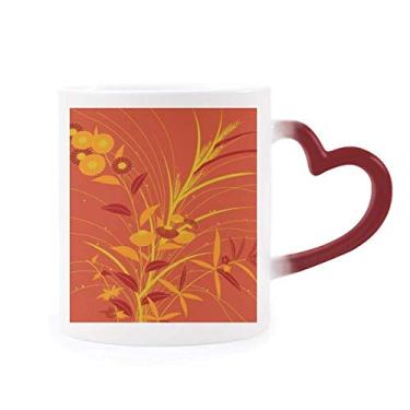 Imagem de Caneca com pintura de cultura japonesa dourada sensível ao calor Caneca vermelha que muda de cor