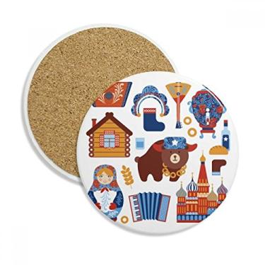 Imagem de Caneca de porta-copos com símbolo nacional da Rússia para proteção de mesa, pedra absorvente
