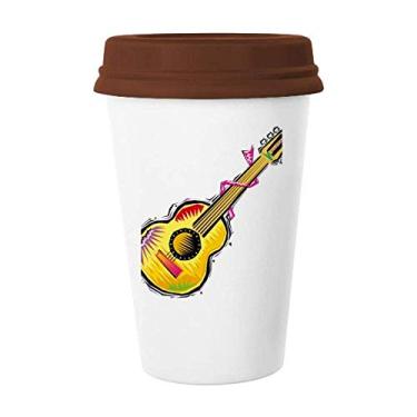 Imagem de Instrumento guitarra México elemento ilustração caneca café copo cerâmica copo tampa
