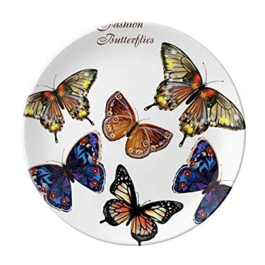 Imagem de Borboletas com Prato decorativo de porcelana Salver Prato de jantar