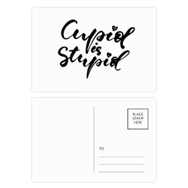 Imagem de Conjunto de cartão postal Cupid Is Stupid com citação de aniversário