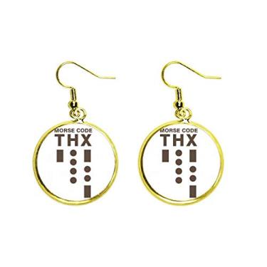 Imagem de Brinco feminino Morse Code Thank-you Dot-line Expression Ear Pendente dourado Drop
