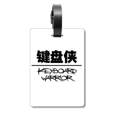 Imagem de Scutcheon para teclado com citação de guerreiro, etiqueta para bagagem