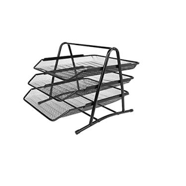 Imagem de Caixa de Correspondência, Organizador de Mesa, Tripla, Metal, Preta, Kit c/ 2 Unds