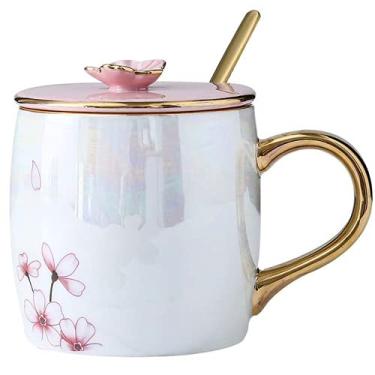 Imagem de PAYNAN Canecas de cerâmica de flor de cerejeira Copos de leite de café da manhã Artigos de cozinha