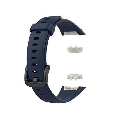 Imagem de CXWLD Pulseiras de relógio compatíveis com Band 6/Honor Band 6 pulseira esportiva de substituição de TPU macio de liberação rápida (azul meio-noite)