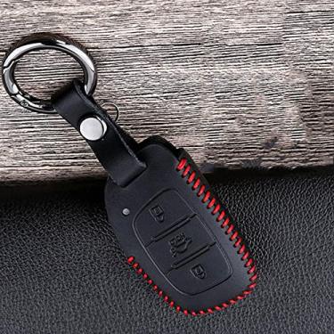 Imagem de Capa de chave do carro de couro, capa da chave, adequado para Hyundai Tucson Creta IX35 i20 i30 Elantra Verna Santa 2016 2017 2018 2019