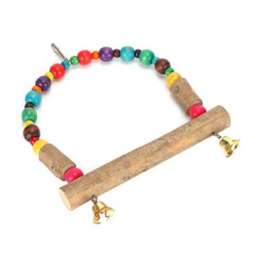 Imagem de 01 Balanço de madeira, brinquedo prático e colorido com gancho para animais de estimação