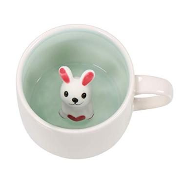 Imagem de Caneca de café Surprise 3D Animal Inside 325 ml com gatinho, desenho fofo feito à mão cerâmica xícara de Natal, surpresa de aniversário para amigos família ou crianças, melhores canecas de escritório canecas da manhã, Rabbit