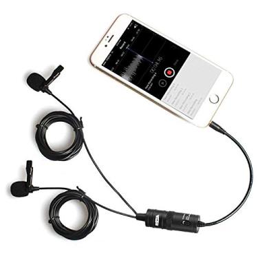Imagem de Microfone Lavalier de cabeça dupla para smartphone PC Câmera, 157 polegadas/4 m BOYA Lapela Universal Microfone com Adaptador de Plugue 1/8 para iPhone X 8 7 Samsung, Canon, Nikon,