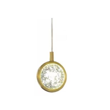 Imagem de Pendente Moderno Urano Dourado Cristal Cabeceira Sala Quarto Luminária