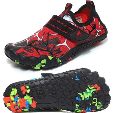 Imagem de Quickshark Sapatos aquáticos infantis meninos meninas meias aquáticas leves de secagem rápida sem cadarço tênis para praia piscina natação (bebê/criança pequena/criança grande), 6 vermelho/preto, 1.5 Big Kid