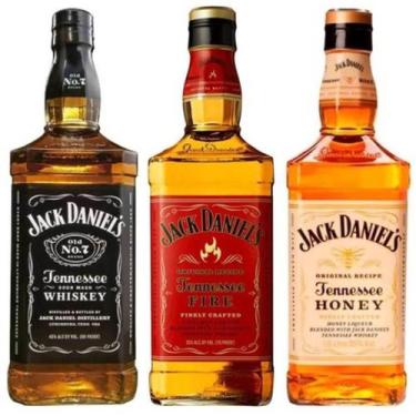 Imagem de Kit Whisky Jack Daniels 1 Litro Honey + Fire + Old N7