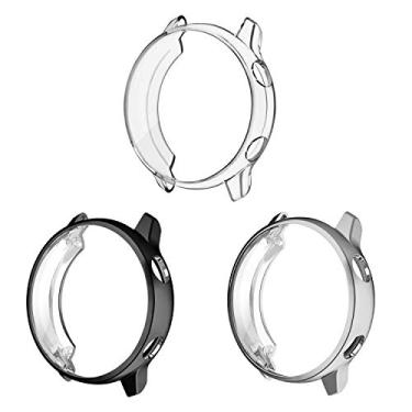 Imagem de Pacote com 3 – Capa Fintie compatível com Samsung Galaxy Watch Active 40 mm, protetor de tela premium de TPU macio em toda a volta capa protetora de para-choque (não serve para Active 2), Black, Clear, Silver