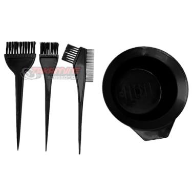 Imagem de Kit Tintura Cabelo Conjunto Tigela Pincel Pente Conjunto Coloração Tingimento Salão Cor Preta Top