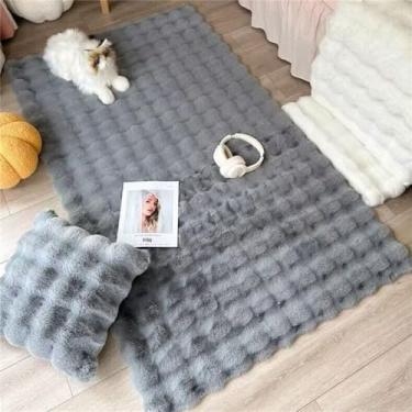 Imagem de Tapete de pelúcia para decoração de casa, varanda, almofada, sala de estar, quarto, menina, pé, cinza, 50x50cm