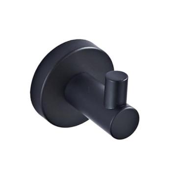 Imagem de Acessório de banho preto fosco, rack de barra de toalha de latão com cabide, suporte de rolo de papel higiênico, gancho de robe, prateleira de secador de cabelo, hardware de banheiro, gancho de robe b