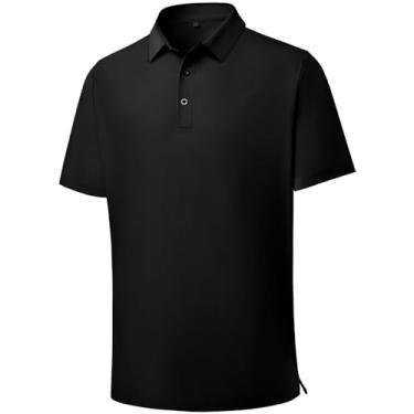 Imagem de DEOLAX Camisa polo masculina impecável desempenho absorção de umidade camisa polo casual sensação legal para homens, Hs0001-preta, XXG
