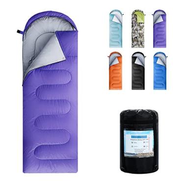 Imagem de ORTHOMTEX Sacos de dormir para adultos, crianças e meninas - Mochila leve e impermeável para clima quente e frio, ótima para caminhadas de 3 a 4 estações, acampamento e montanhismo ao ar livre (roxo /