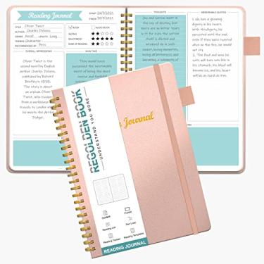 Imagem de Diários de leitura para amantes de livros, diário de livros para leitores avaliarem e acompanharem sua leitura, diário e planejador do clube do livro, (21,5 x 14 cm), ouro rosa