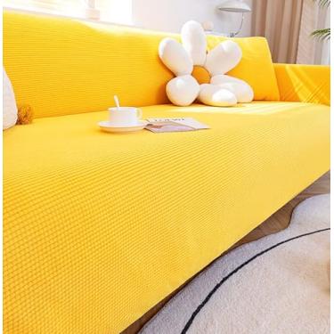 Imagem de Sofá Slipcover Sofá Capa Protetor De Móveis Sofá Macio Com Fundo Elástico Para Crianças, Poliéster Spandex Jacquard Tecido Pequenas Verificações (Adequado para 90-118 inch,Amarelo)