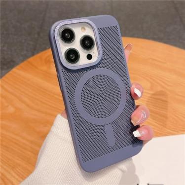 Imagem de Capa magnética de grade de malha de dissipação de calor ultrafina para iPhone 15 13 12 14 11 Pro Max Matte Hard Steel Magsafing Cove, cinza, para iPhone 11 ProMax