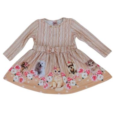 Imagem de Vestido infantil inverno Quebra Cabeça salmão/Off