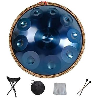 Imagem de Tambor harmônico Handpan Hand Pan 9 10 12 14 Instrumento de percussão profissional Handpan de aço com bolsa de viagem Decoração de corda para meditação Yoga Zen, azul, 14 notas