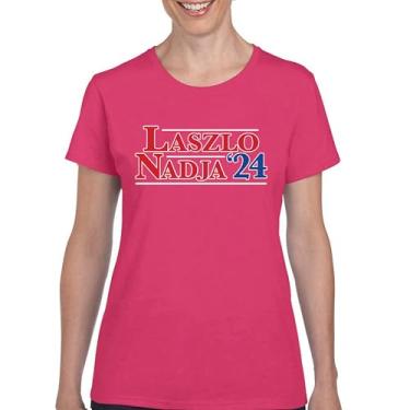 Imagem de Camiseta Laszlo Nadja 2024 engraçada eleição presidencial humor voto para presidente anti Biden No Trump camiseta feminina, Rosa choque, 3G