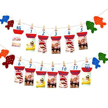 Imagem de Bandeira de Fotos de Pesca JeVenis The Big One - Tema Náutico para Decoração de Primeiro Aniversário - Dourado