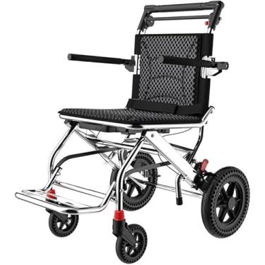Imagem de Cadeira de rodas dobrável leve, cadeiras de rodas de viagem leves de transporte com assento alargado, carrinho de cadeira de rodas de transporte ultraleve de liga de alumínio para viagens de