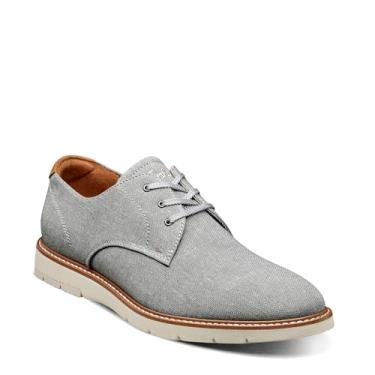 Imagem de Florsheim Sapato Oxford masculino Vibe Canvas Plain Toe, Lona cinza/conhaque liso com sola branca, 9 Wide