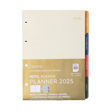 Imagem de Refil Caderno Criativo Argolado 88 Fls Pólen 80G Agenda Planner 2025 Semanal Journal A5 C/ 12 Divisórias, Cicero