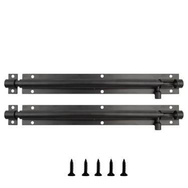 Imagem de AUXBC Trava de portão deslizante de 20 cm, trava de barril deslizante de liga de alumínio, parafuso de segurança resistente preto trava deslizante para porta de garagem de armazém de jardim doméstico,