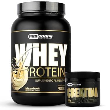 Imagem de Kit Whey Protein 4W 900g + Creatina Beta Alanina e Glutamina Pro Corps (900g, Leite Condensado)