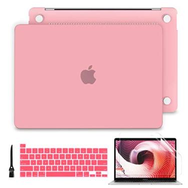 Imagem de Batianda Capa para o novo MacBook Pro 13 2020 versão 2022 modelo A2338 M2 M1 Chip A2289/A2251 Capa rígida emborrachada + Capa de teclado + Protetor de tela para MBP 13 polegadas com barra de toque, rosa fosco
