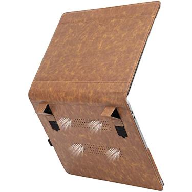 Imagem de TYTX Capa de couro compatível com MacBook Pro 16 polegadas 2019 2020 A2141 com capa protetora para laptop Touch ID com aberturas, marrom