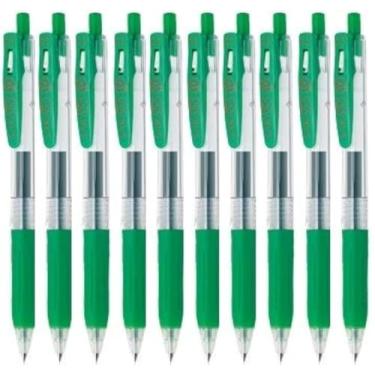 Imagem de Clipe Zebra Sarasa 0,3 caneta retrátil de tinta de gel, aderência de borracha, 0,3 mm, tinta verde, conjunto de valor