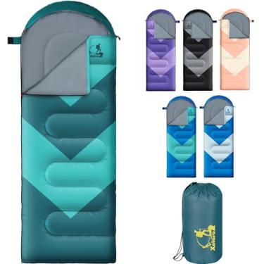 Imagem de Sacos de dormir para adultos, saco de dormir de acampamento para meninas, meninos, 3 estações, clima quente e frio, leve, impermeável, saco de dormir para acampamento, caminhadas, viagens ao ar livre