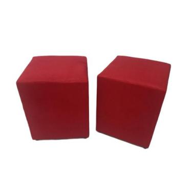 Imagem de Kit com 2 Puffs quadrados 35x35x45cm em Suede Várias Cores - Fabricaçã