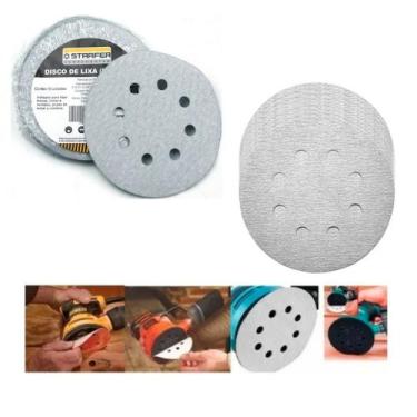 Imagem de Kit 10 Disco de Lixa Pluma Branco 150mm Grão 80 - Starfer