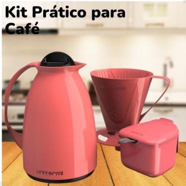 Imagem de Kit Garrafa Térmica  Açucareiro e Suporte Kit presente Café - Unitermi