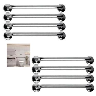 Imagem de Alça de Apoio 40cm Barra Inox Kit 8 Unidades Cadeirante Idoso Deficien