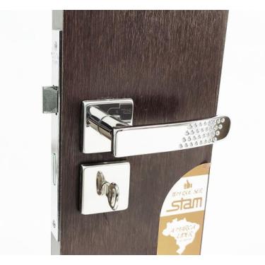 Imagem de Fechadura para Porta Banheiro Lavabo 823/21 Quadrada Cromada - Stam