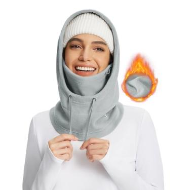 Imagem de BALEAF Máscara facial balaclava de lã, máscara de esqui térmica para homens e mulheres, chapéus de inverno, capa de rosto, capuz, equipamento para clima frio. (2 tamanhos), Cinza, P