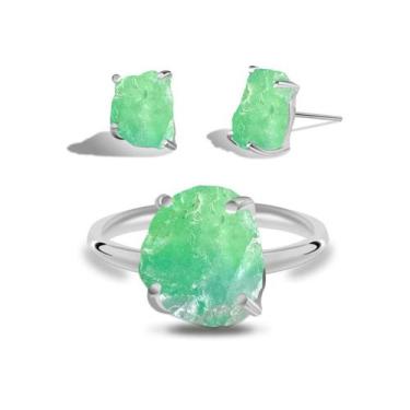 Imagem de Conjunto de Fluorita - Cristal Natural, Banho Ouro 18k