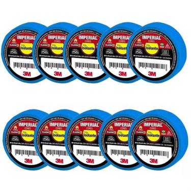Imagem de Kit 10 Fita Isolante 3M Imperial 18MM X 20M Azul